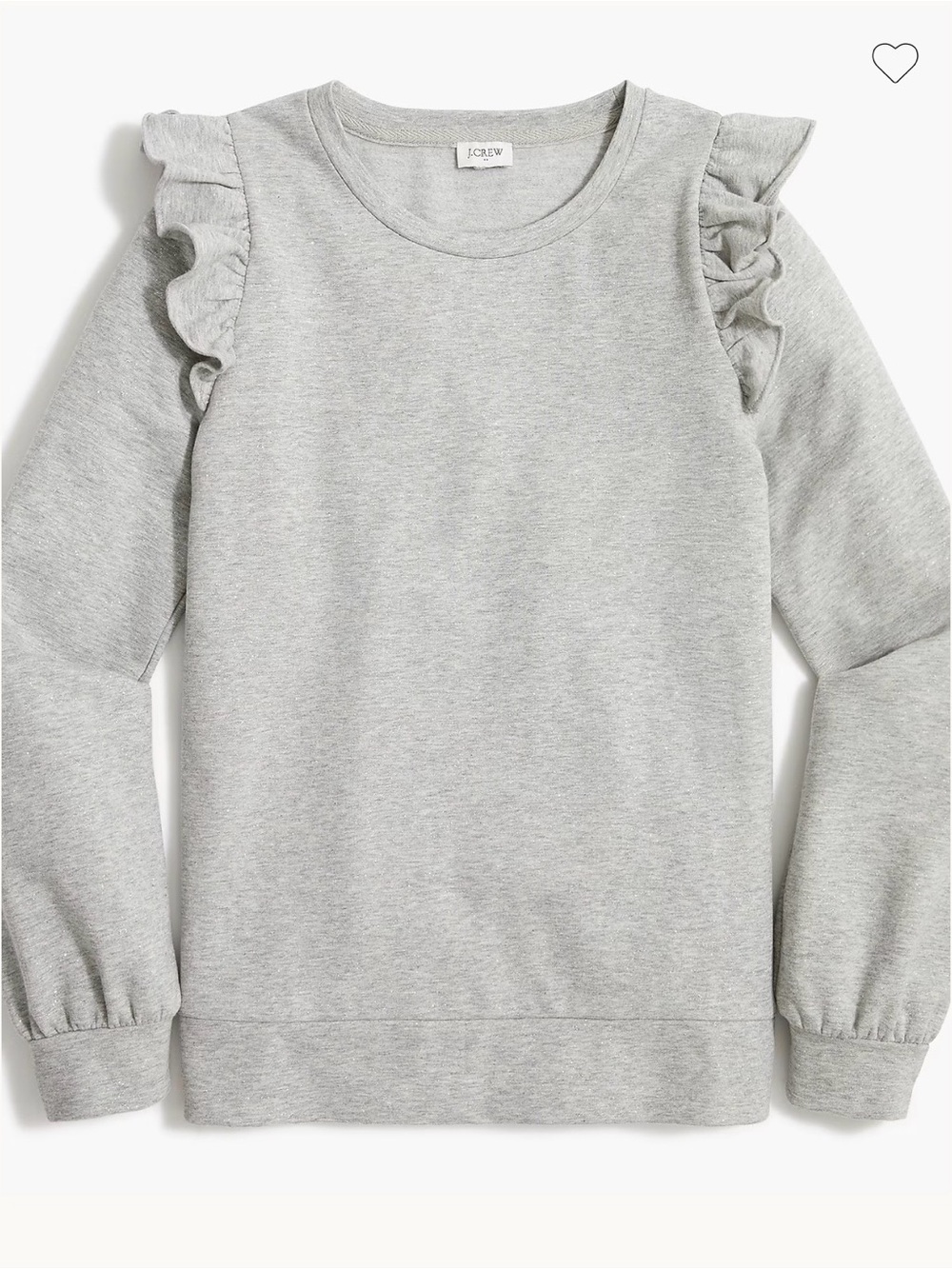 J. CREW Gray Ruffle Shoulder Sweatshirt